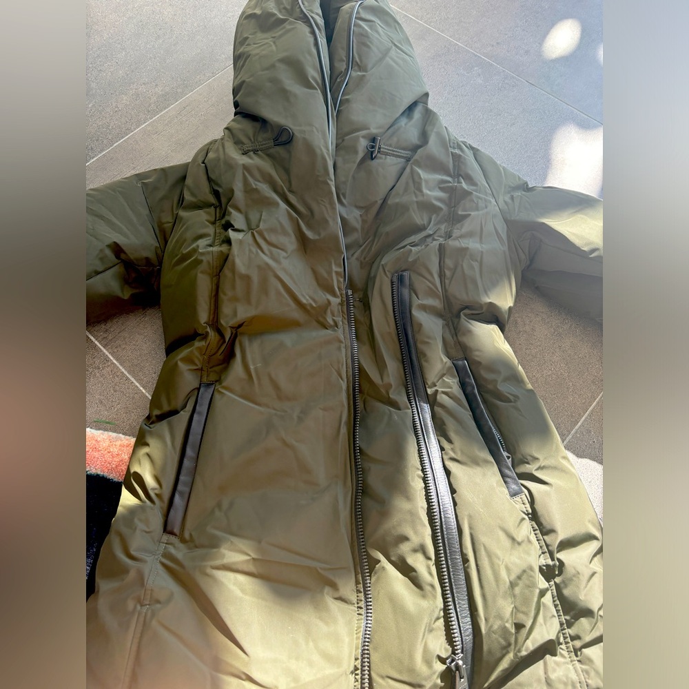 ADALI Down coat with Signature Mackage Collar in beautiful green color